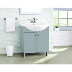 Project Source Grey 30-in Elevated Vanity With Sink - 2 Doors -Project Source Shop 1042431 60754417