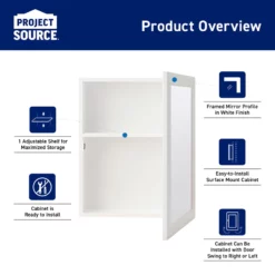 Project Source Style Selections 15.25-in X 19.25-in Rectangle Surface Medicine Cabinet With Mirror -Project Source Shop 113320 08798144