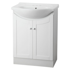 Project Source Euro 24-in White Single Vanity With Vitreous China Top