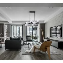 Project Source Pendant Light 8 Lights Glass Matte Black 32-in X 14.5-in -Project Source Shop 887692 47468556