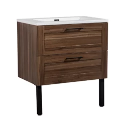 Project Source Joan-30in.-Vanity And Sink-Walnut-2 Drawers