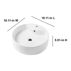 Project Source Sink Vessel - Oval - 18.11-in X 18.11-in X 7.6-in - White