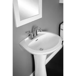 Project Source Pedestal Sink - Porcelain - 31.5-in - White -Project Source Shop 901003 15359780
